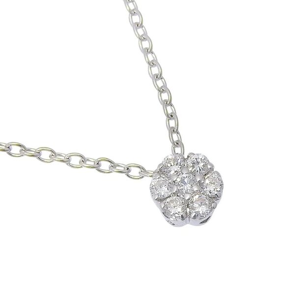 Ponte Vecchio flour Necklace 7P diamond K18 white gold/diamond flour 1.9g ... - Picture 1 of 6